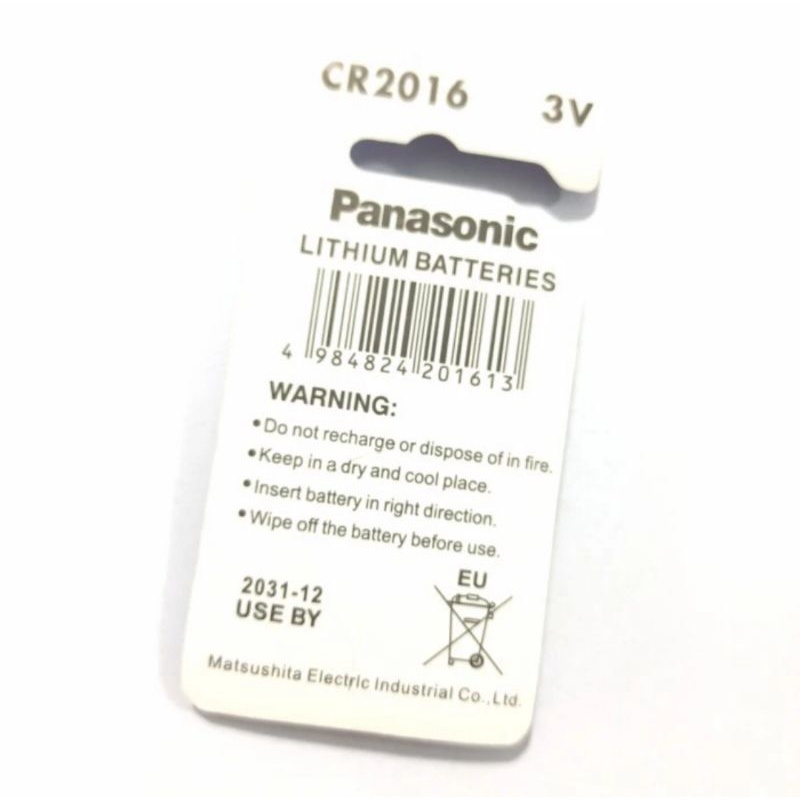 BATTERY PANASONIC CR 2016 ORIGINAL ( SINGLE PACK ) BATRE JAM TANGAN ORIGINAL 3V