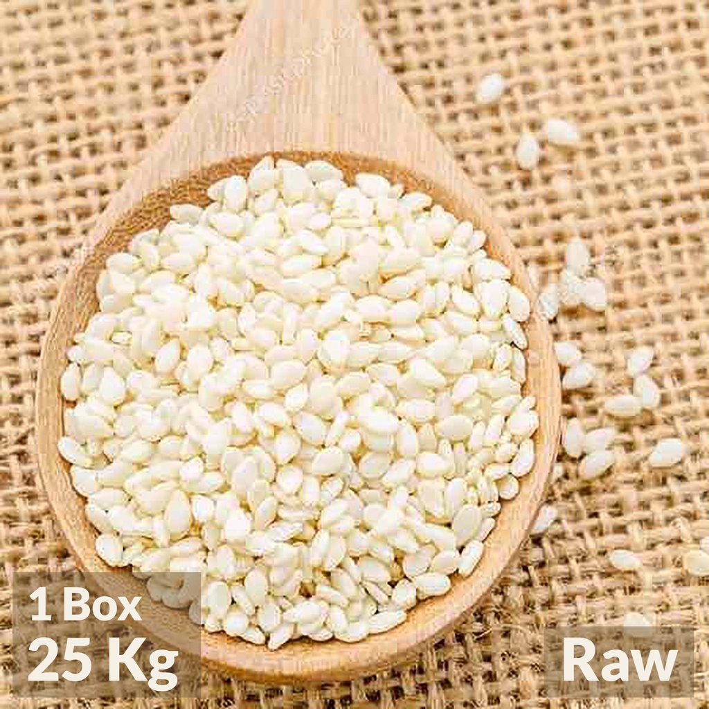 1 Box 25 kg, 10 kg, 5 kg, 3 kg Organic White Sesame Seeds | Biji Wijen Putih