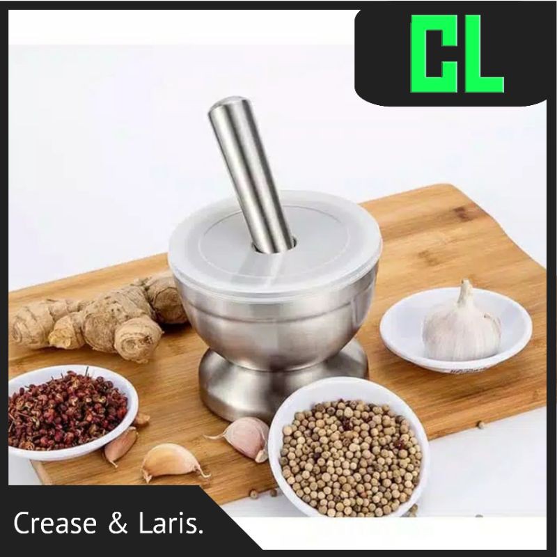 Cobek Ulekan Stainless Ulekan Stainless Besar Tumbukan Obat dan Bumbu Dapur