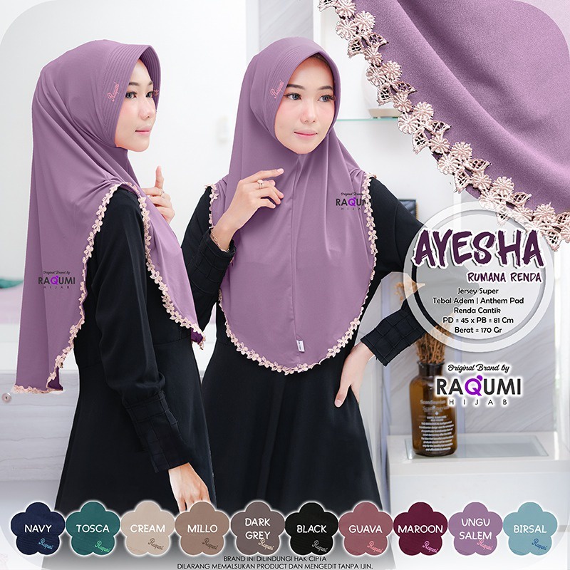 Hijab Instan Renda Ayesha Rumana Original by Raqumi Hijab