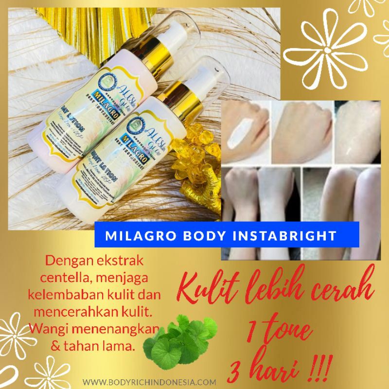 MILAGRO BODY INSTABRIGHT PAKET BODYLOTION Pemutih Badan Permanen Hand Body Whitening