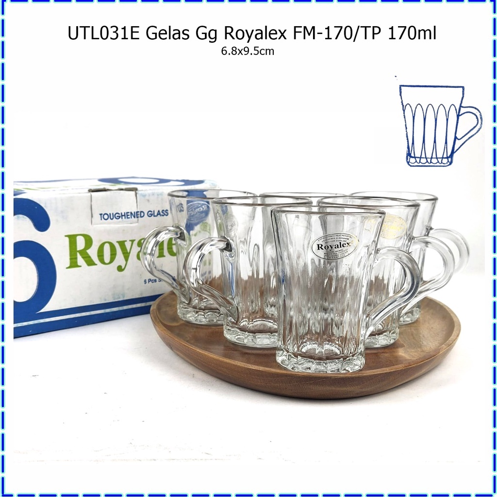 [1pcs] UTL031E Gelas Kopi Gagang Royalex FM-170/TP 170ml