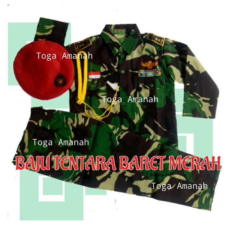 Baju Tentara putra TNI-AD anak(Baret merah)