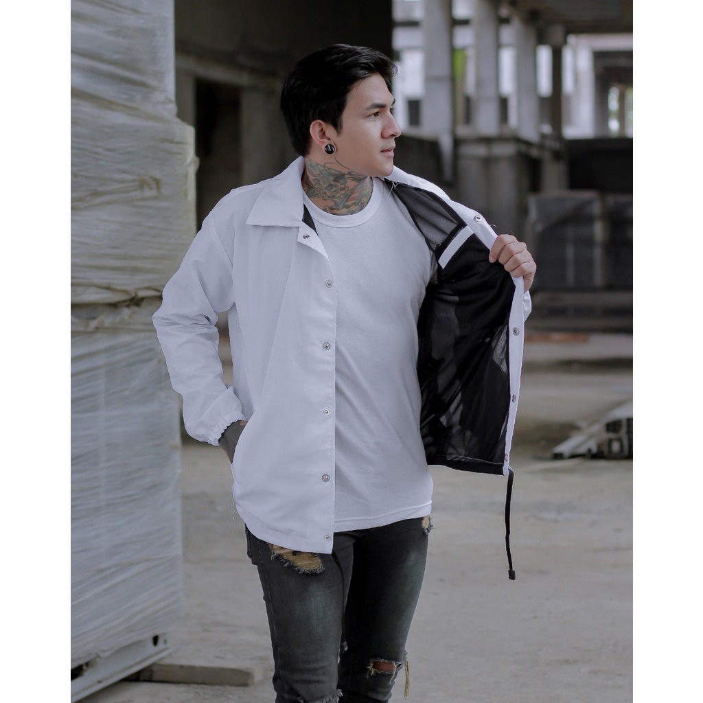 Jaket coach windbreakers dragon white - jacket taslan premium