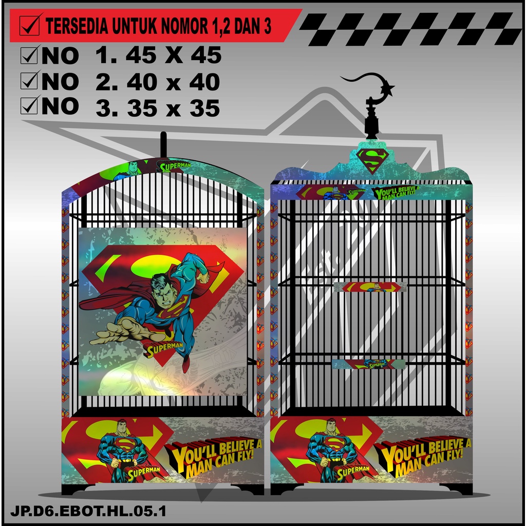 Stiker Dekal Sangkar Kotak Model Kosan BnR Ebod No 1 2 3 Desain Superman - D6 005