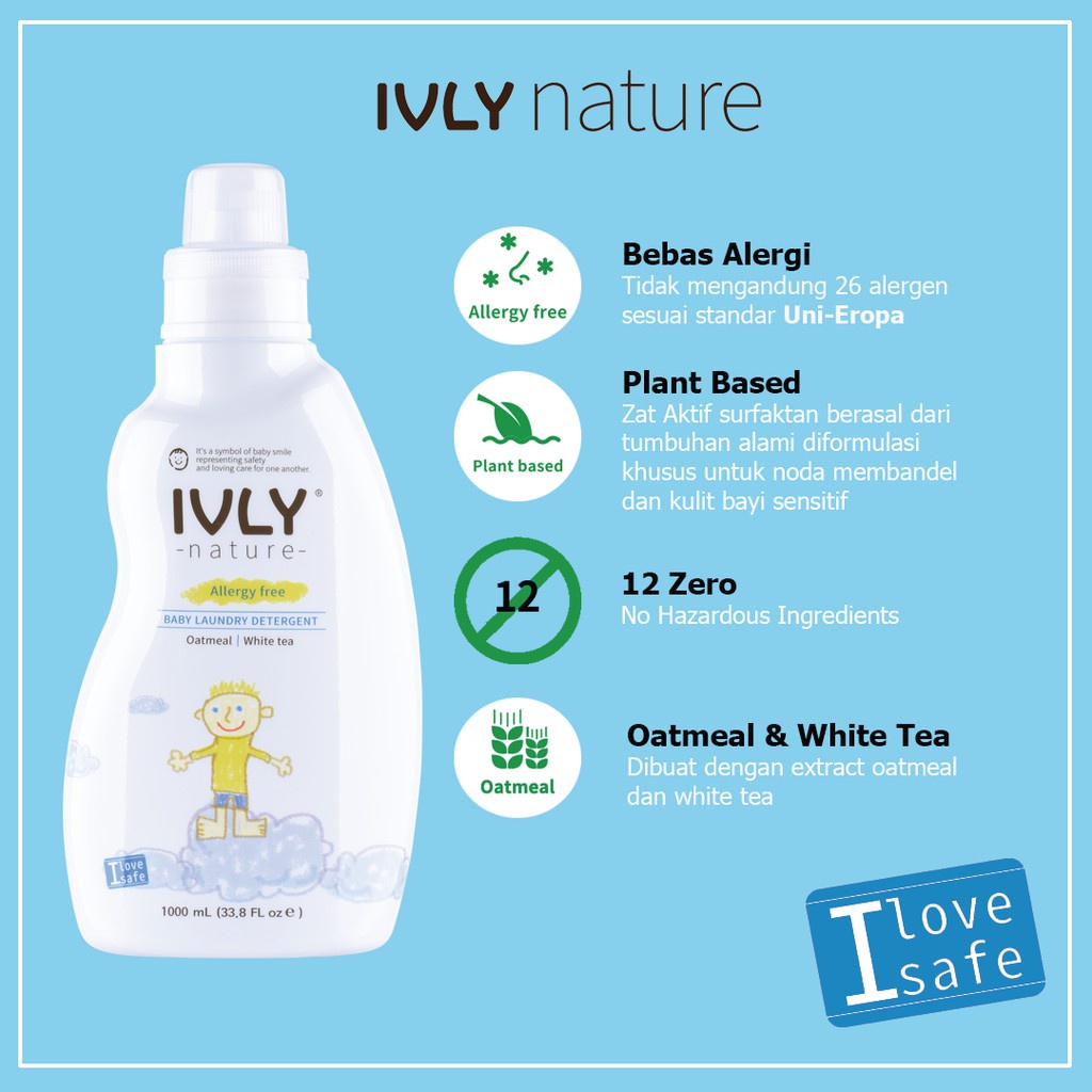 Ivly Nature - Baby Laundry Detergent 1200ml - Oatmeal &amp; White Tea