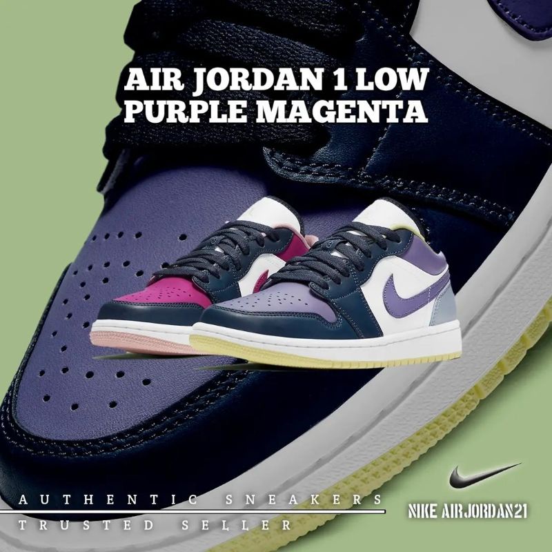 Sepatu Nike Air Jordan 1 Low "Purple Magenta" 100% Authentic