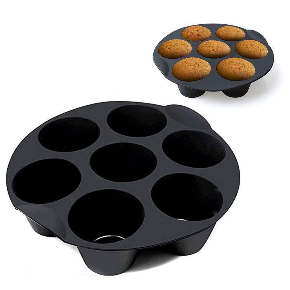 【 ELEGANT 】 Air fryer Cetakan Aman Hitam Silikon Kue DIY Baking Aksesoris Bakeware