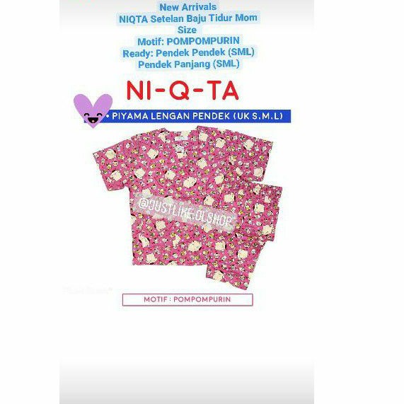 NIQTA Setelan Baju Tidur Mom Size POMPOMPURIN SML (PENDEK2 & PendekPanjang)