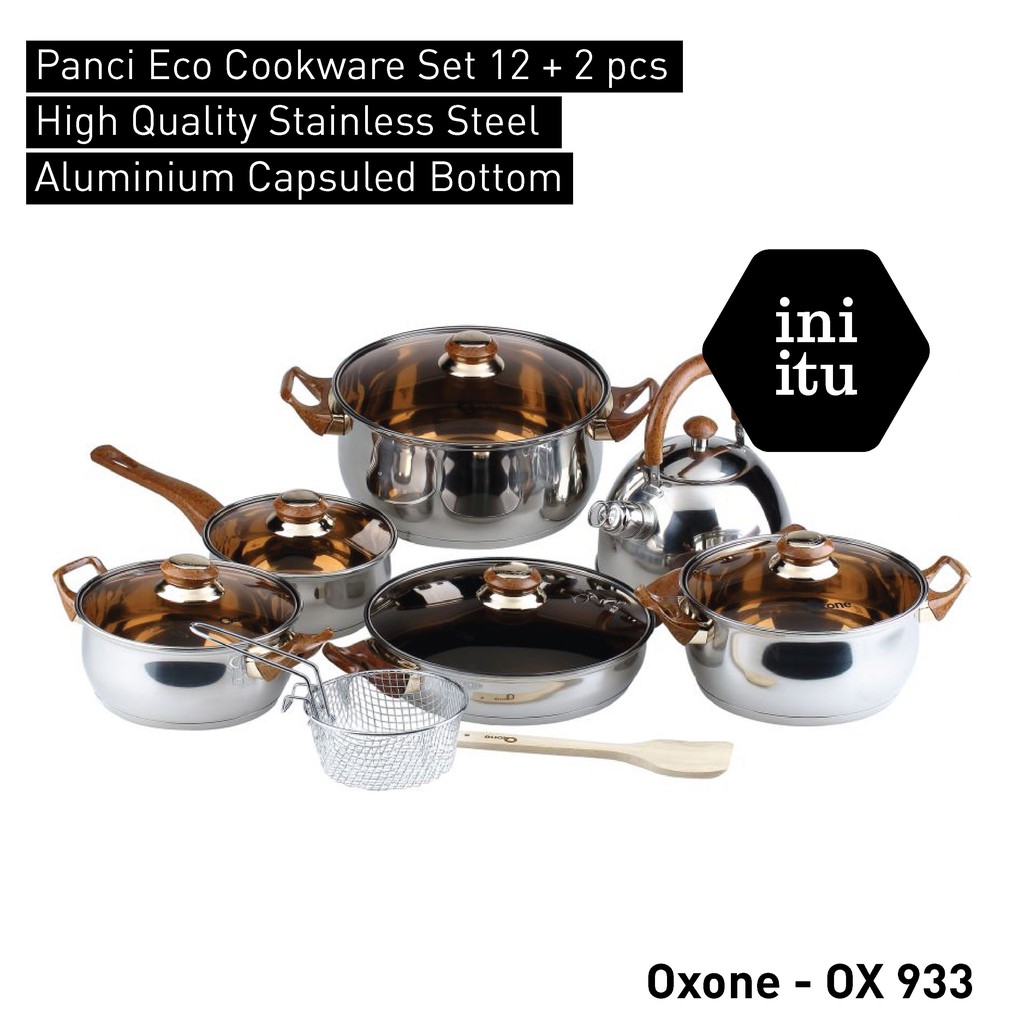 [ Oxone] Panci Set / Cookware Oxone - Ox 933. Panci Eco Cookware Set 12 + 2 pcs