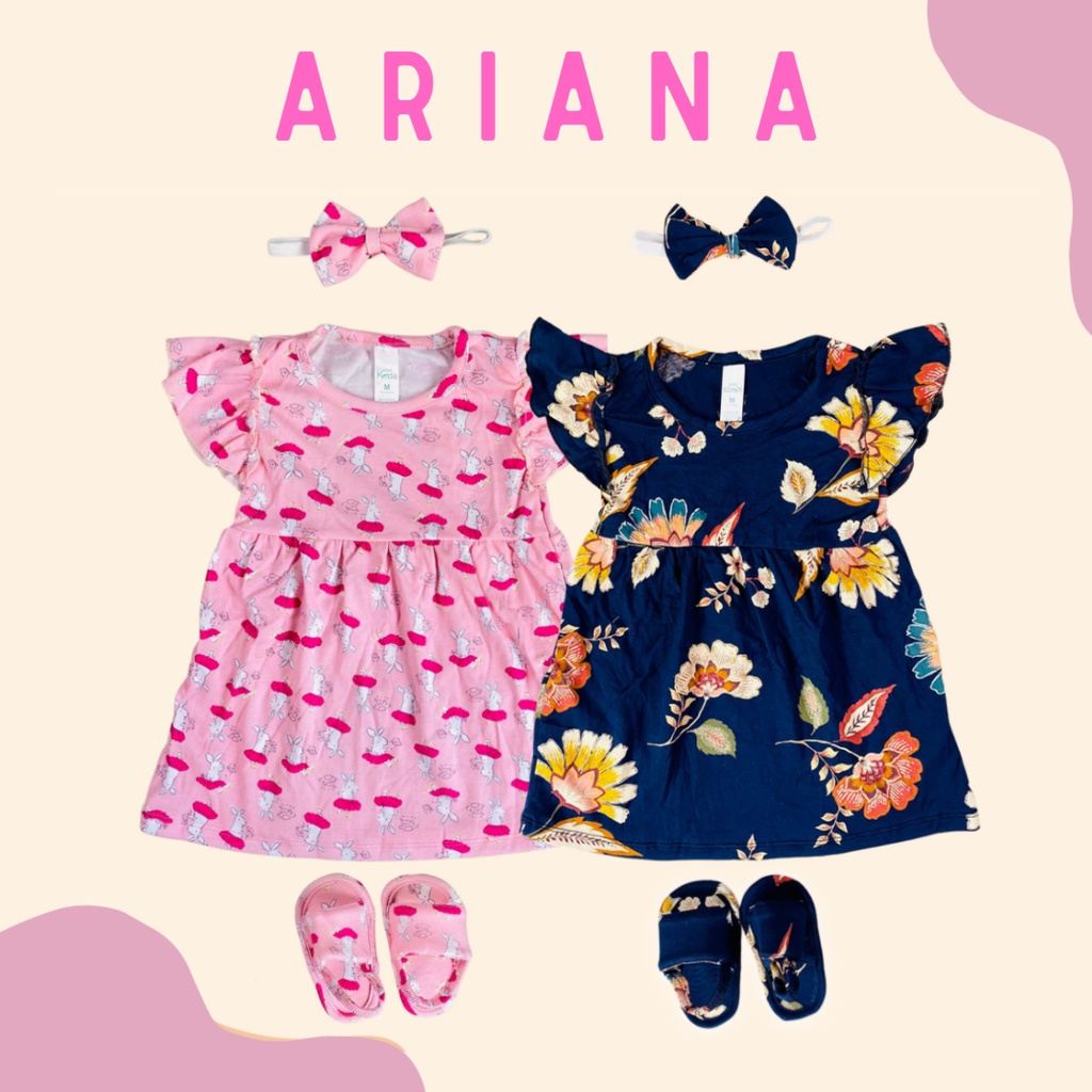 3-15bln SET DRESS BAYI ARIANA ada HEADBAND dan SENDAL by Little Koda (SNI)