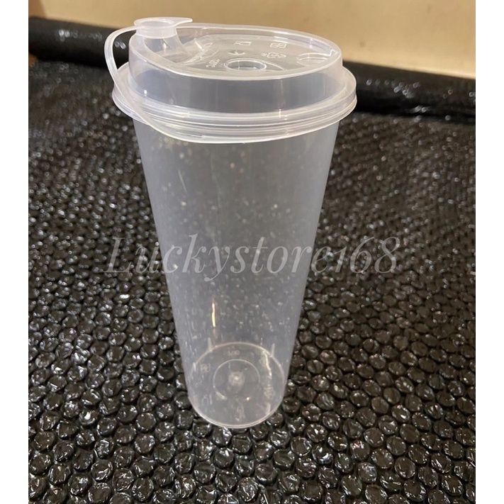 Gelas plastik 24Oz 700ml  + Tutup PP Cup Injection Reusable / Thinwall Tebal Bubble Cheese Tea 24 Oz