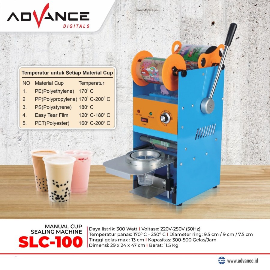 ADVANCE SLC-100/ADVANCE Cup Sealer/Mesin Press Plastik -UKURAN 12-22 OZ GELAS BOBA