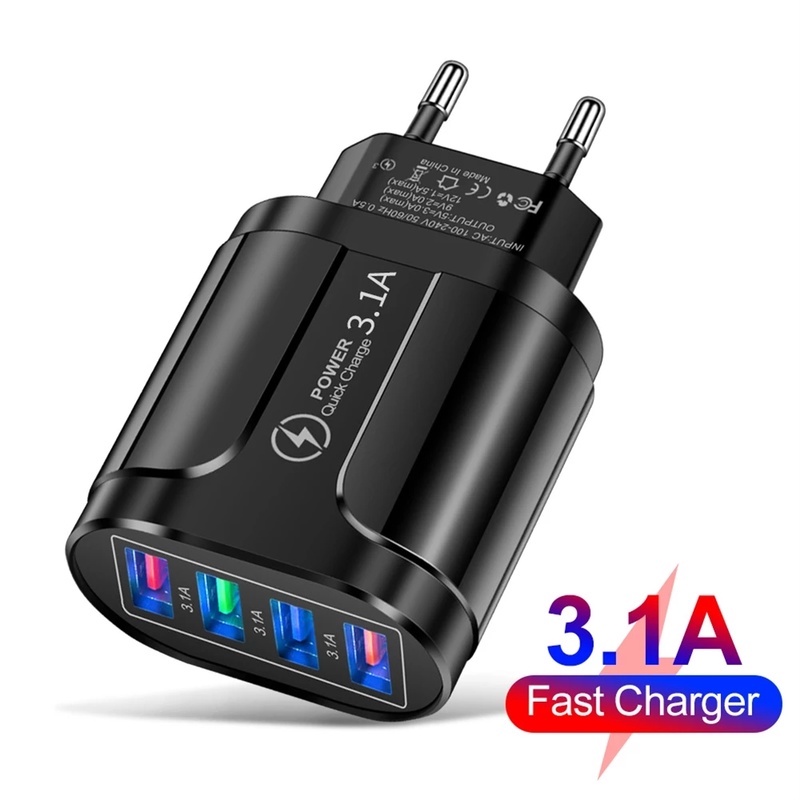 Kepala Charger 4 Port Usb Warna-Warni Untuk Travel