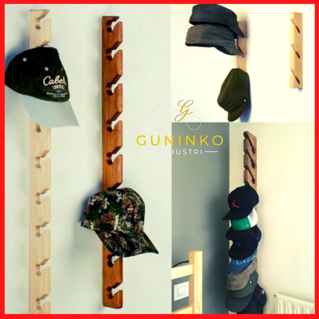 Rak Topi Kayu Gantungan Topi Hanger Display Topi / Rak topi tempel dinding Cantolan topi