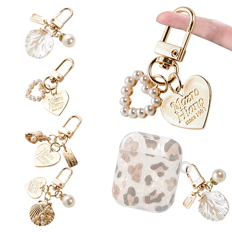 Gantungan Kunci Hadiah Ulang Tahun Shell Mutiara Hari Valentine Pesona Untuk Handbag Bentuk Hati Yang Sempurna Dompet Liontin Dengan Logam Faux Pearl Shell Emas Fashion Kristal Berlian Imitasi Berlian Buatan