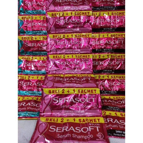 Serasoft serum shampoo triple sachet 1 renceng isi 12 x 3 sachet