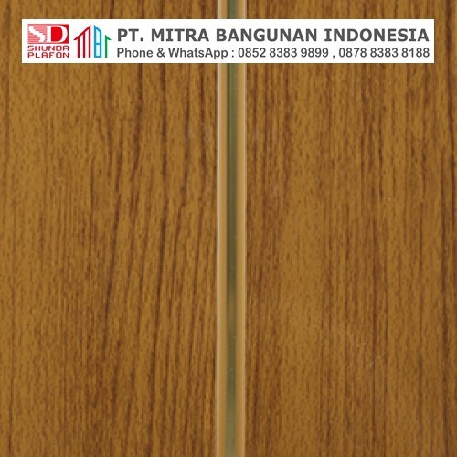 Shunda Plafon PVC - Brown Wood With Gold Drain - PL 08.005