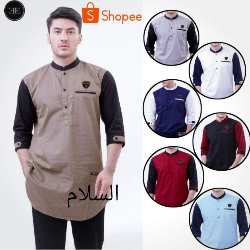 Baju Koko kurta Zipper 3/4 Koko kurta zaka pria dewasa lengan 3/4 Matt toyobo premium