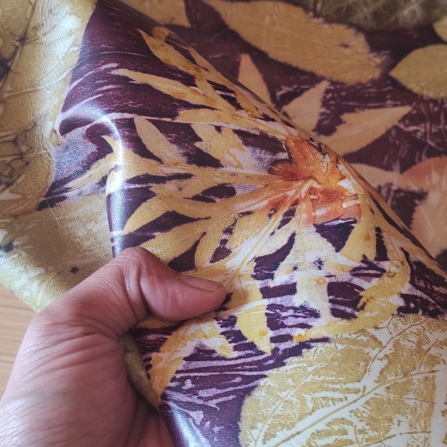 Kulit Sapi Ecoprint Kulit Sapi Lembaran Jenis Ecoprint