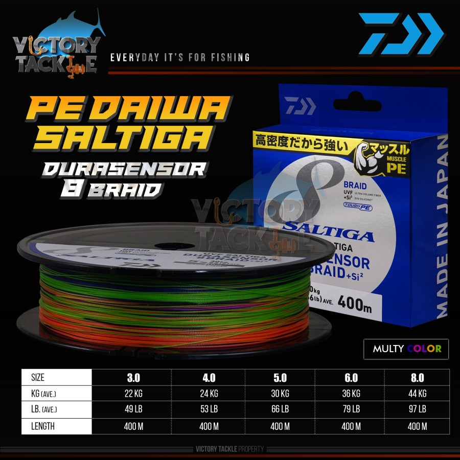 Senar Daiwa Saltiga / PE Daiwa UVF Saltiga DuraSensor X8 Si2 400 Meter - PE 5.0 / 66 lbs
