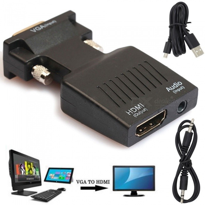 VGA to HDMI Video Audio Converter 1080P HD HDTV VGA/HDMI For DVD/PC/Laptop/TV/Monitor