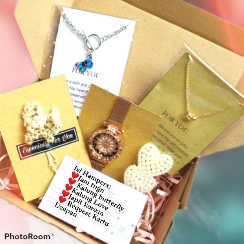 

❤️ Hampers Cewe❤️Kado Ulang Tahun wanita, Hampers jam tangan,kalung wanita,gift box graduation