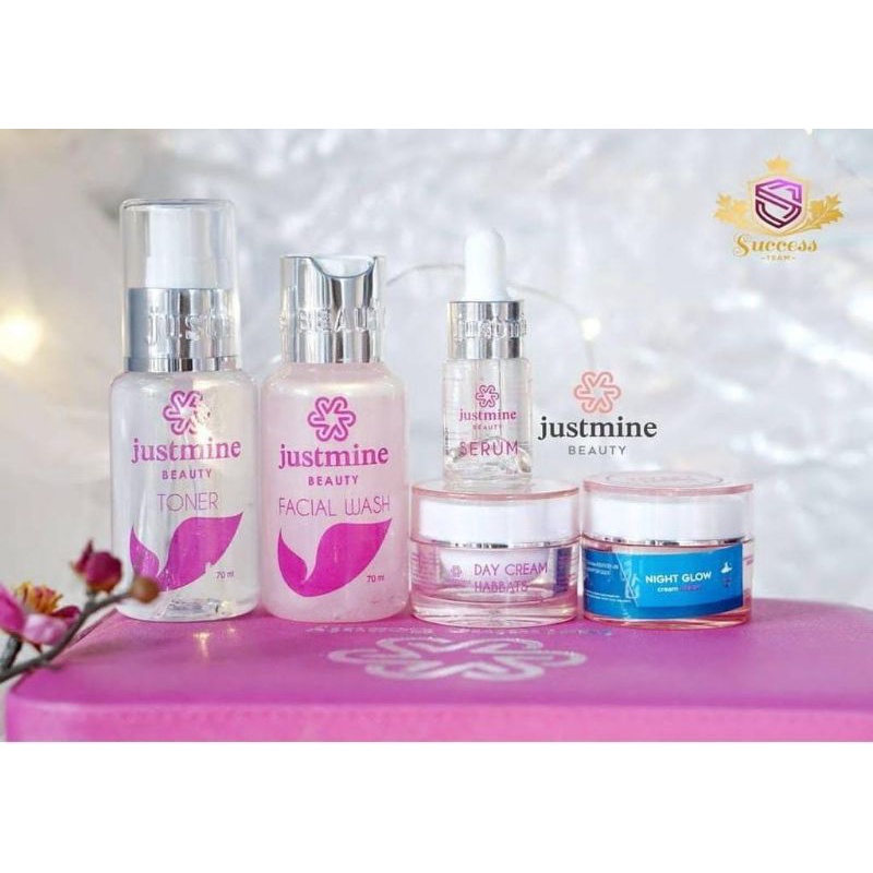 SKINCARE JUSTMINE BEAUTY PAKET NIGHT GLOW FORTE BER'ETIKET BIRU(NORMAL/FLEK RINGAN/SUSAH PUTIH)