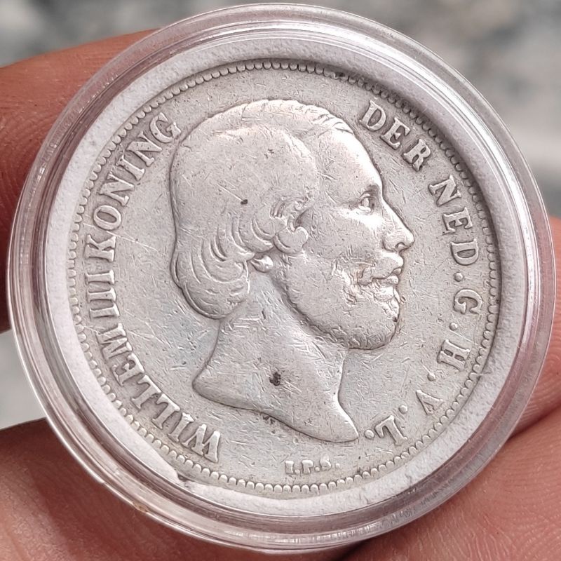 Uang Koin Perak Kuno 1 Gulden Willem 3 Tahun 1861 Rare Silver Coin