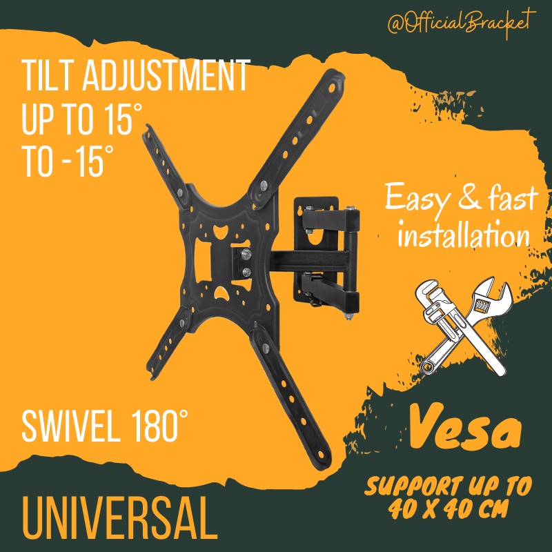 Bracket TV Swivel 43 32 42 48 50 55 inch Swivel 6 Arah Tebal ox