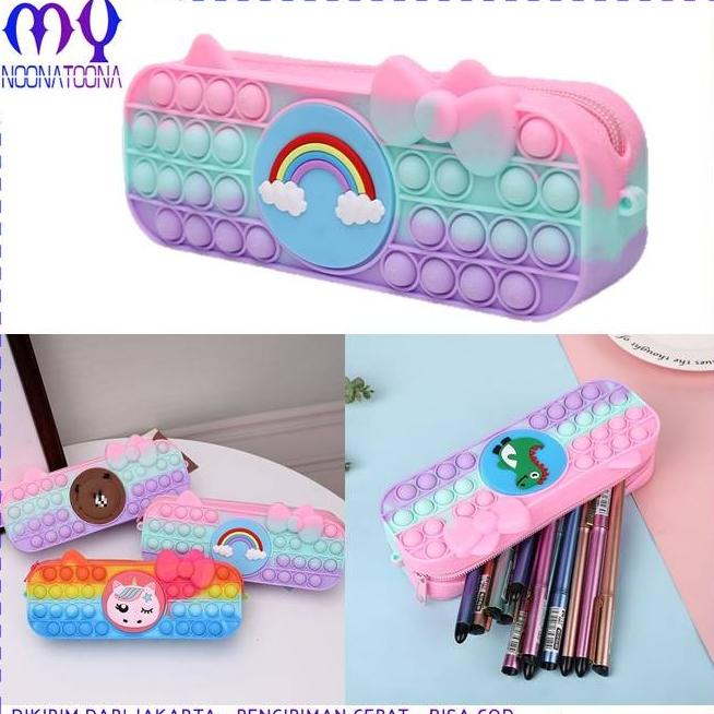 

Tempat Pensil Anak Pop It Rainbow Kotak Pensil Popit Karakter Macaron