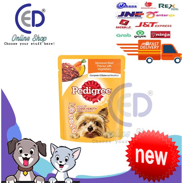 MAKANAN ANJING PEDIGREE POUCH SIMMERED BEEF FLAVOUR WITH VEG 80GR