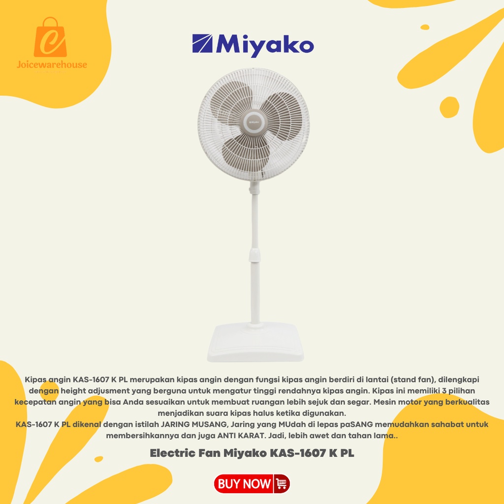 Kipas Angin Miyako Stand Fan 16 inch KAS 1606 X / 1607 KPL