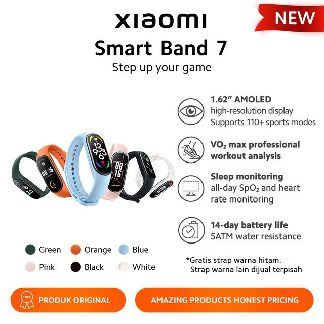 Xiaomi Smart Band 7 AMOLED 1,62'’ 110+ Mode Olahraga