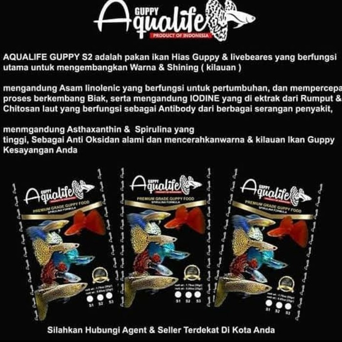 Aqualife Guppy S2 / pelet Guppy / pelet Aqualife guppy food ikan hias