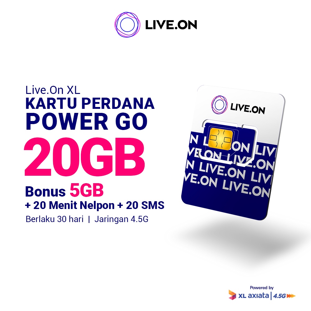 Kartu Perdana Live.On Power Go 20GB + 5GB Bonus (30 hari)