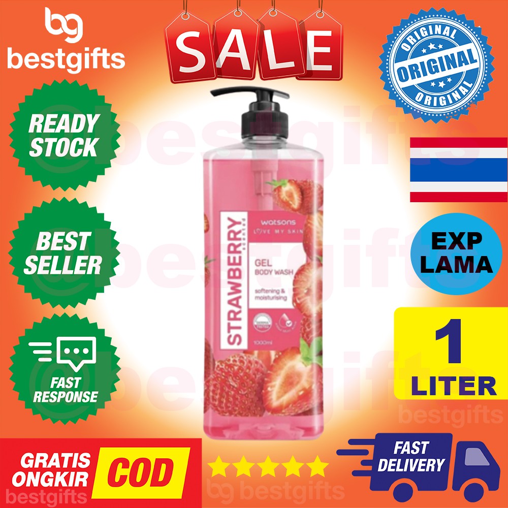 WATSONS GEL BODY WASH CREAM SABUN MANDI CAIR BUSA BADAN TUBUH HALUS LEMBAB LEMBUT CANTALOUPE 1 LITER