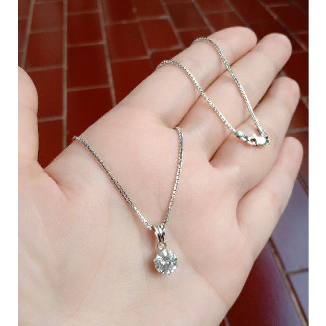 kalung itali santa + liontin solitaire mp S925