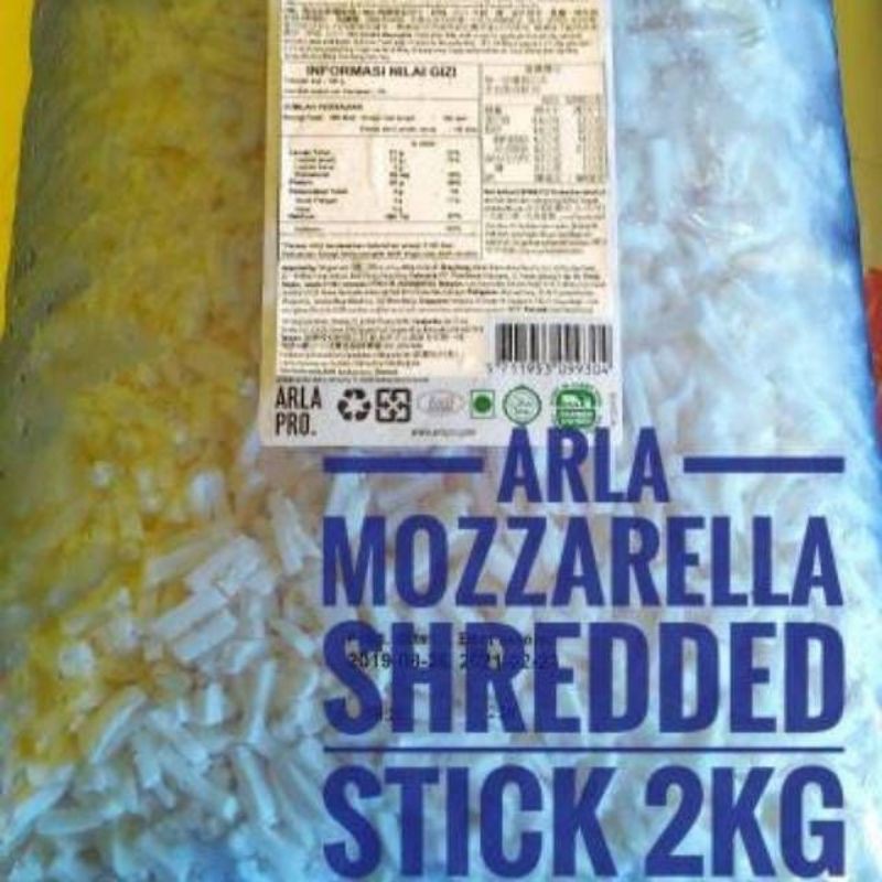 

1kg ARLA mozarella Shredded mozarella stick (repack 1kg) kemasan asli 2kg