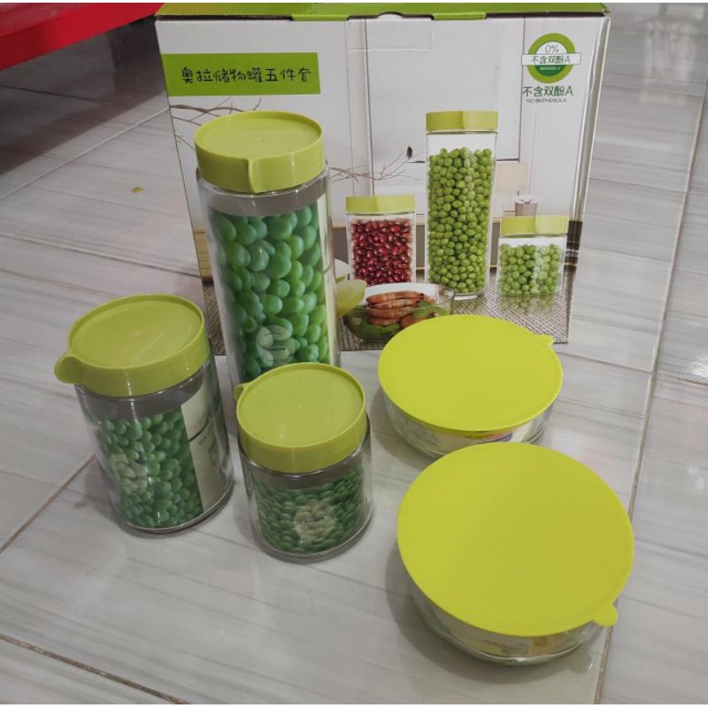 satu set toples dan mangkok kaca super murah