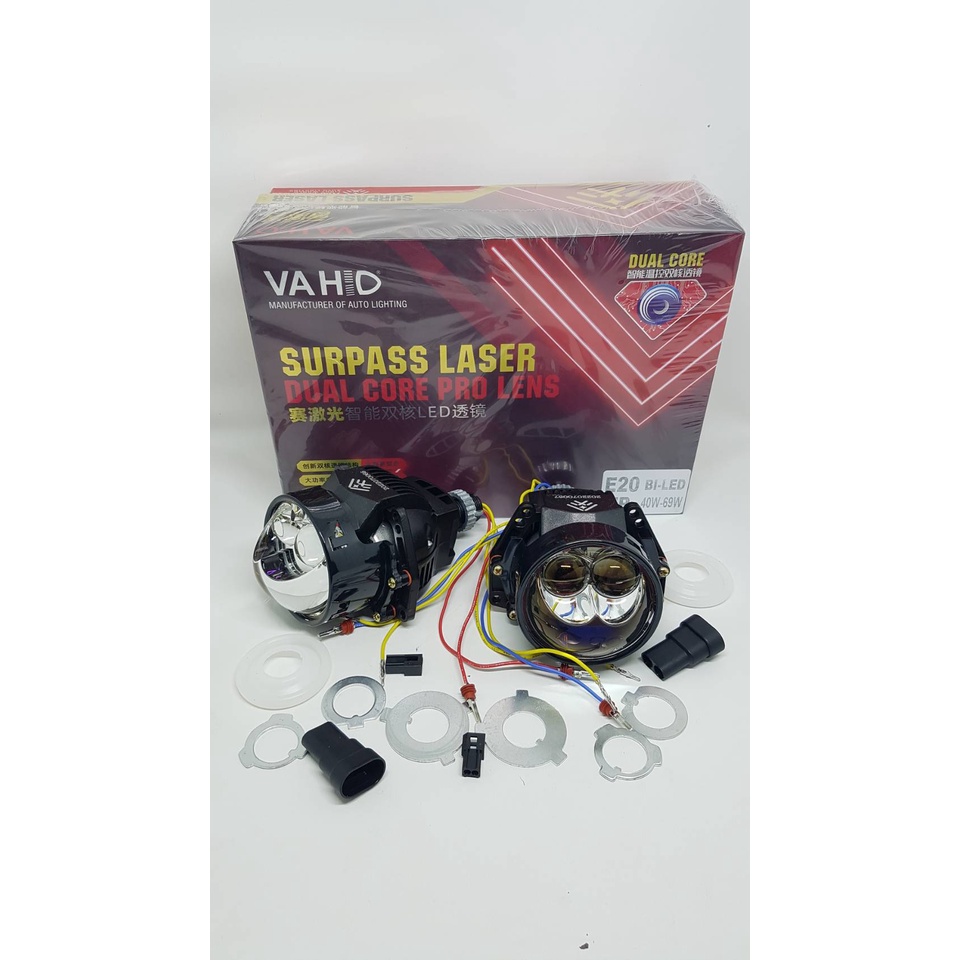 BiLed Sniper Projector Projie Led Bi led Bi-LED Vahid E20 Hi-Low Surpass Laser Dual Core Sepasang