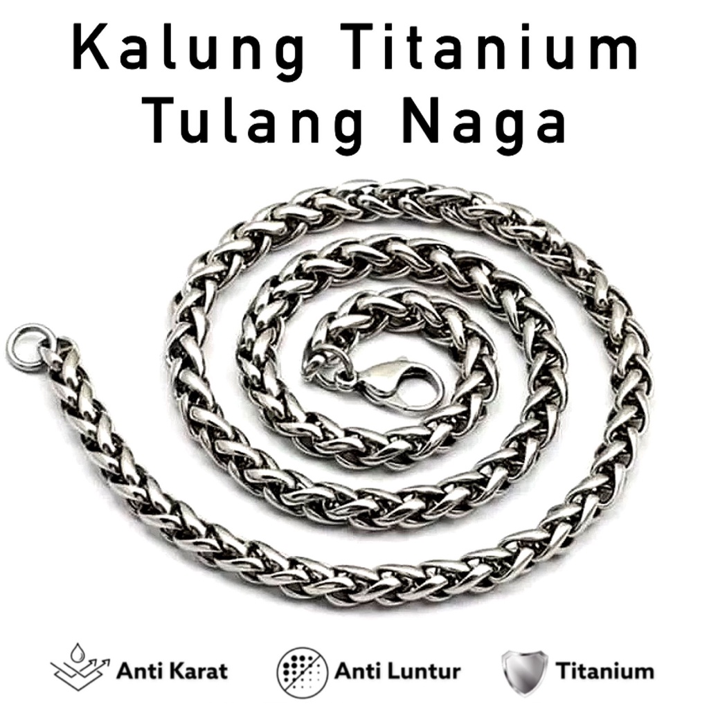 [Bayar di Tempat] KALUNG PRIA TITANIUM STAINLESS STEEL MODEL SISIK NAGA