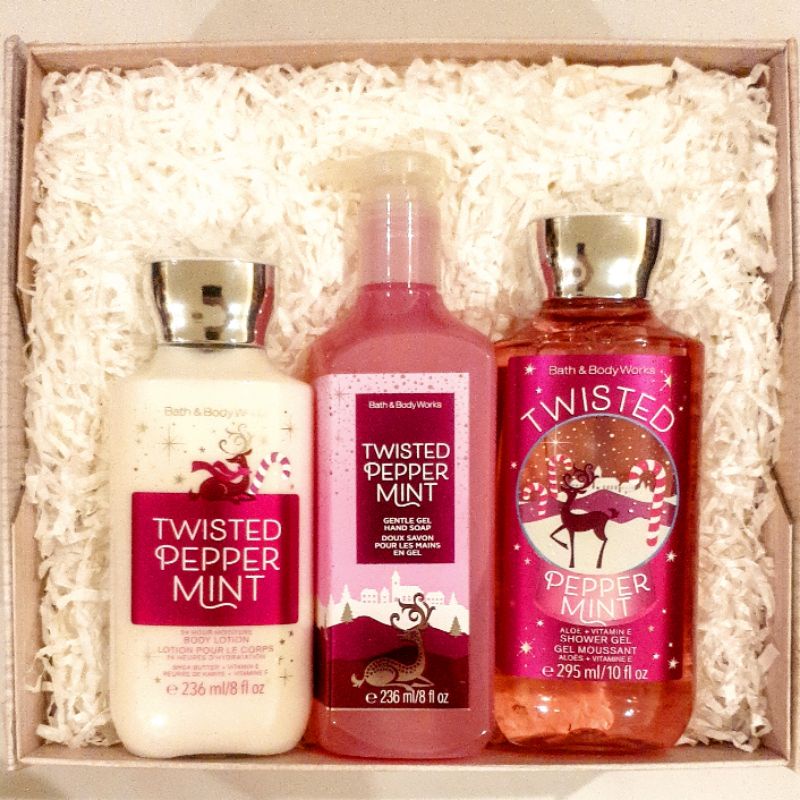 BBW TWISTED PEPPERMINT GIFT SET PAKET BATH &amp; BODY WORKS