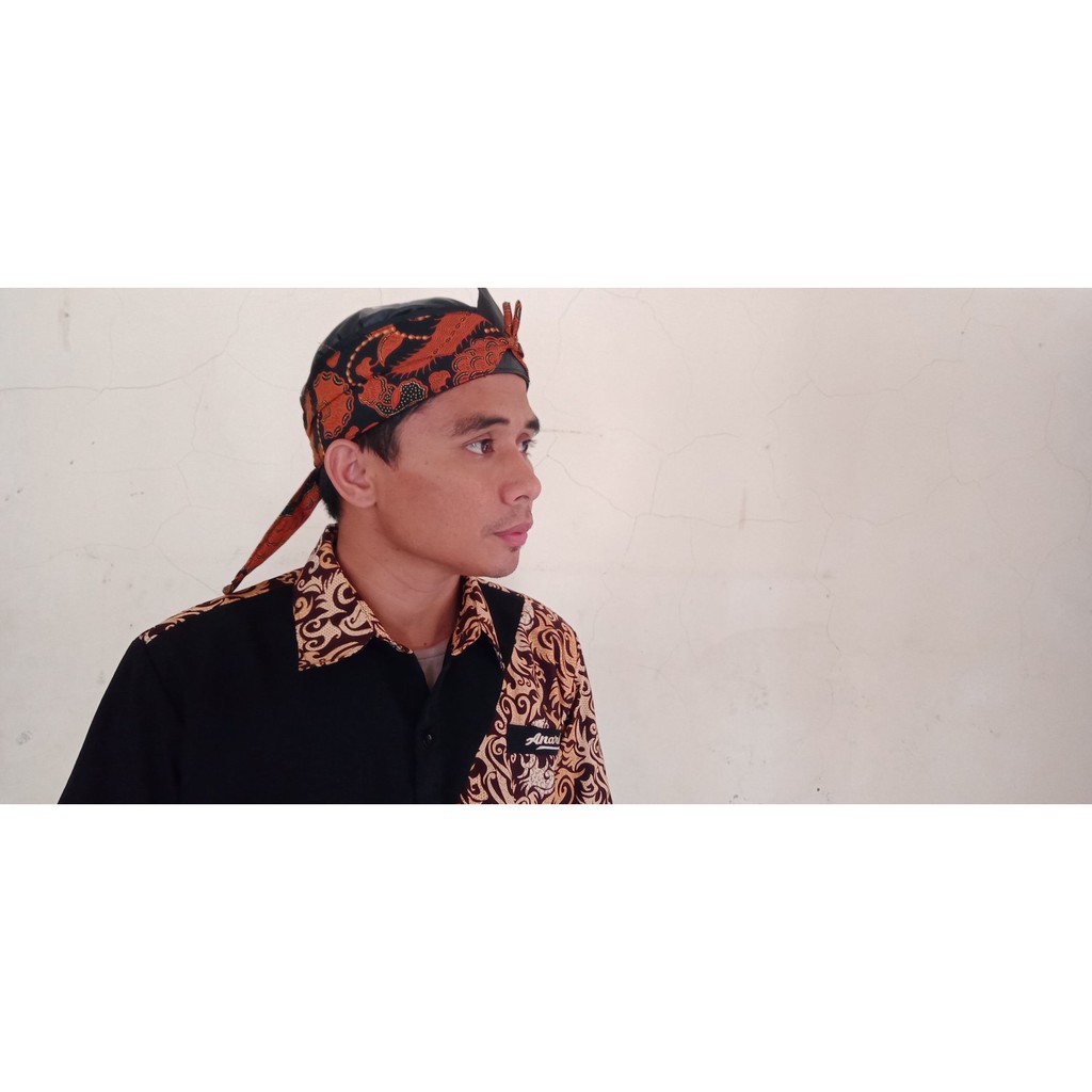 Blangkon Batik Full Color Dewasa Motif Macan / Ikat Kepala Putra Sunda Batik Motif Macan