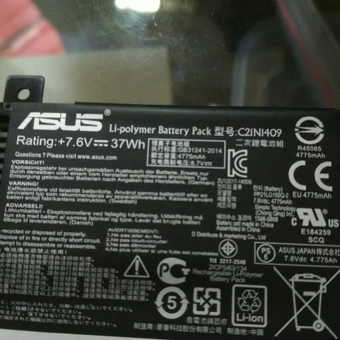 Baterai Asus A455 A455L X455L A555L X555L Series C21N1409 Original