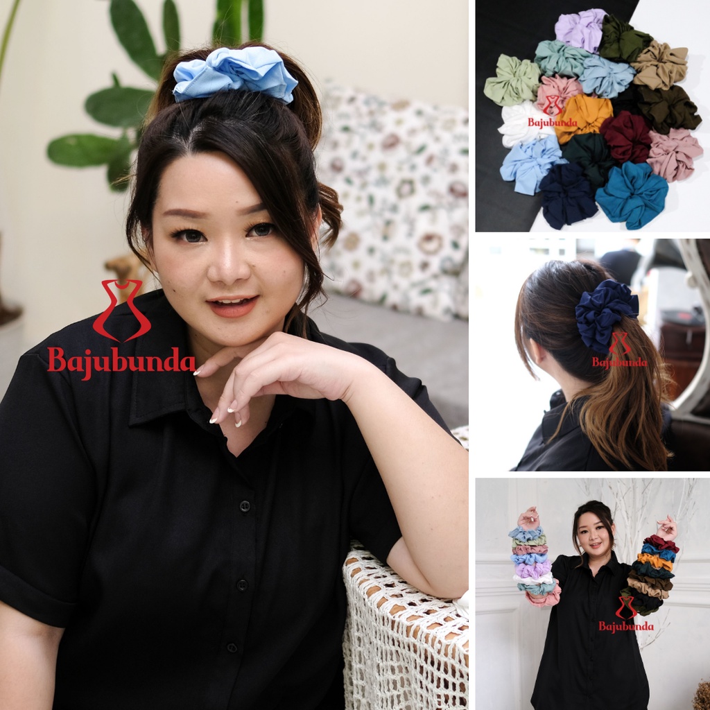 BAJUBUNDA - Scrunchie Jumbo Polos / Scrunchie Big Size / ikat Rambut Wanita / Pita Rambut