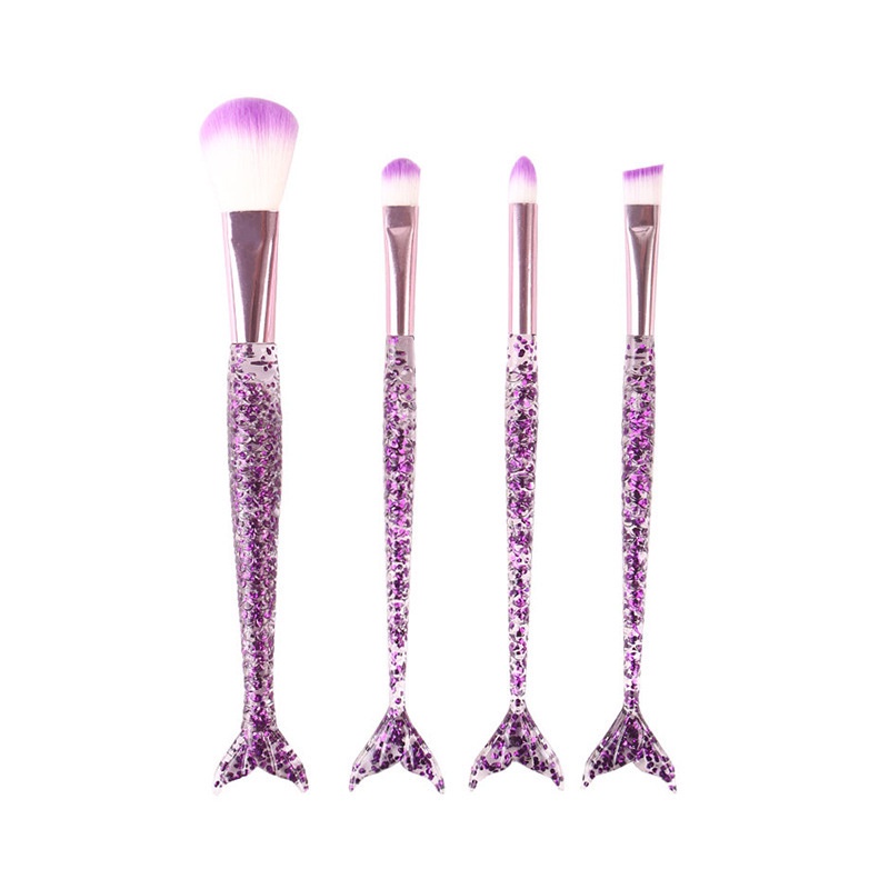 4pcs / Set Brush Eyeshadow / Bedak Tabur Bentuk Ekor Mermaid Untuk Makeup / Kosmetik Wanita