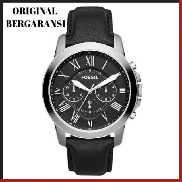 Jam Tangan Pria Fossil FS4812 Grant Chronograph Black Leather