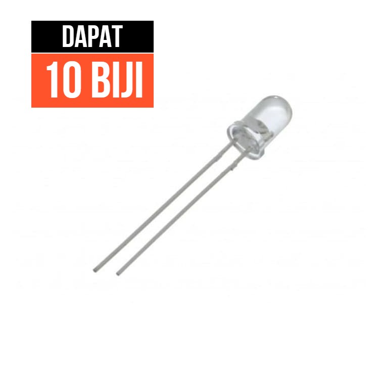 LED White Putih 5mm 5 mm Clear Transparant Transparan