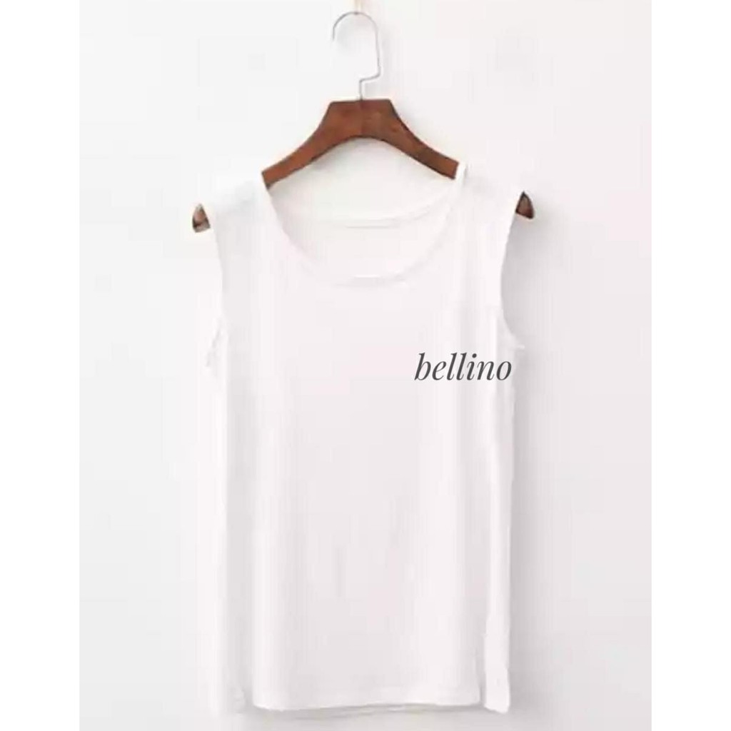 Bellino - Singlet Viorano Tali Lebar Wanita Jumbo XXL Tanktop Big Size Tangtop Adem Warna Polos-putih